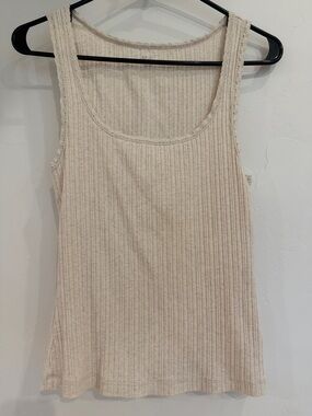Aerie Ribbed Scoop Neck Tank Top - Cream
